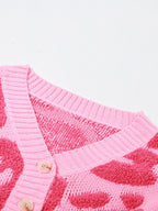 Contrast Color Flocking Print V Neck Short Cardigan