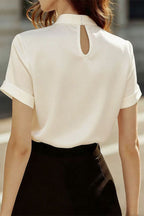 Eleganza LuxuryPearl-Beaded Satin Blouse