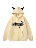 Street Spider Embroidered Devil Styling Oversized Hoodie