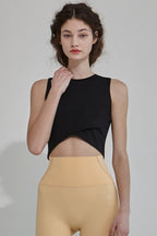 Sleeveless Cross Front Athletic Crop Top