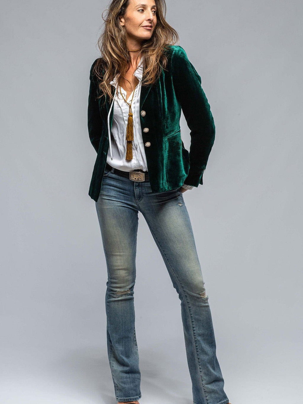 Velvet Blazer-Style Outerwear Top