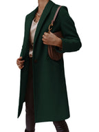 Solid Color Lapel Mid-length Button Wool Coat