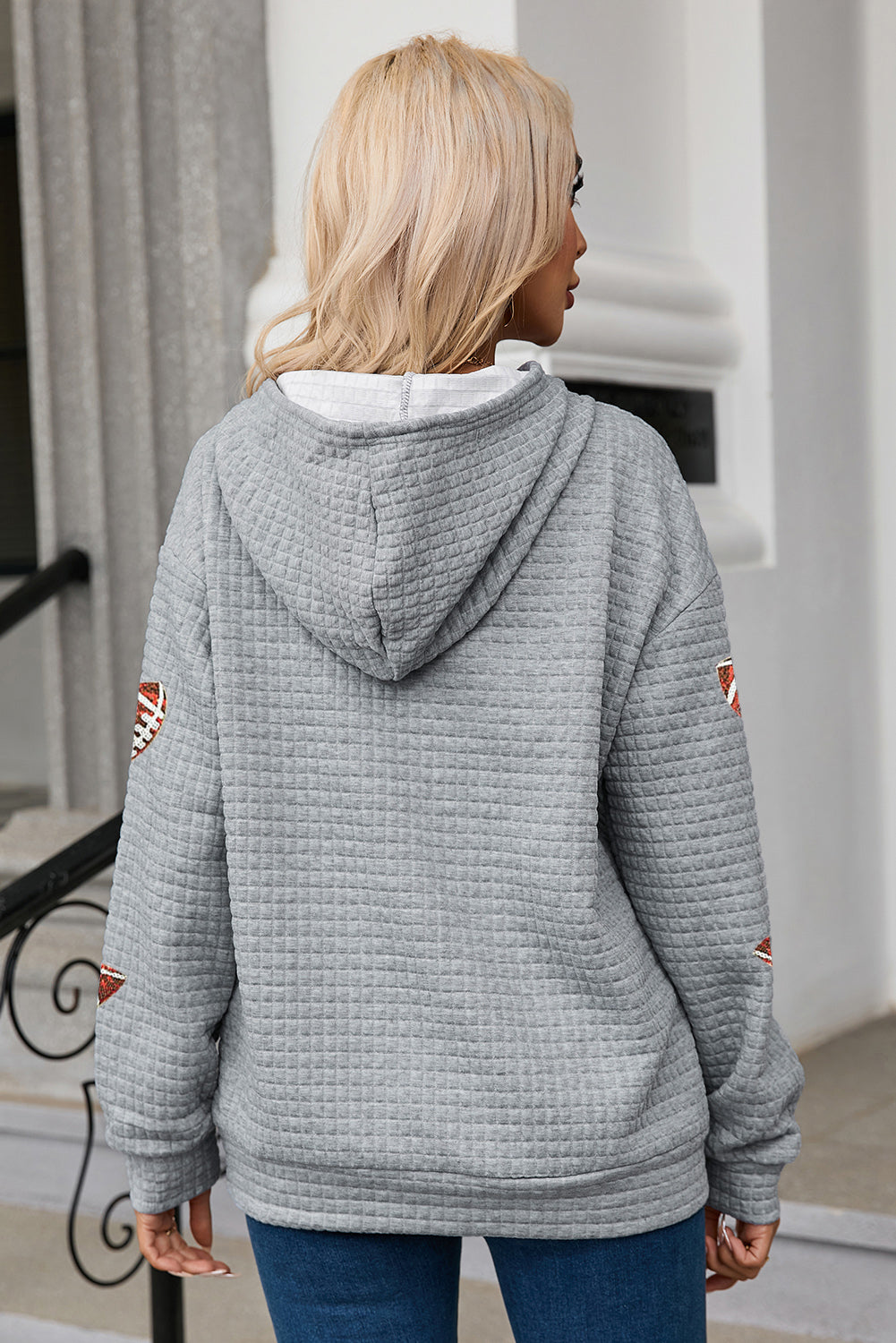 Blue Zone Planet | Drawstring Football Long Sleeve Hoodie