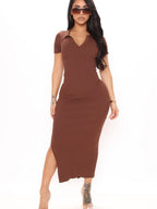 Backless Slit Maxi Dresses