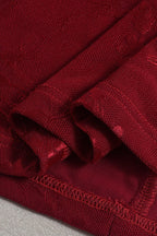 Red Jacquard Mesh Strapless Dress