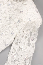 Lace Beaded Sequin Slim Cape Reception Dress