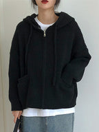 Loose Hooded Cardigan Chunky Knit Sweater
