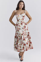 Floral Tiered A-Line Spaghetti Strap Floral Dress