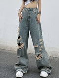 Wash Denim Ripped Jeans
