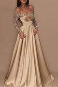 Long Sleeve Sequin Evening Gown Prom Dress