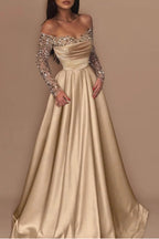 Long Sleeve Sequin Evening Gown Prom Dress