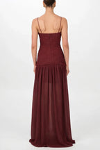 Stylish Three-dimensional Floral Chiffon Patchwork Strapless Elegant Maxi Dress