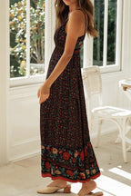 Bohemian Floral V Neck Cami Flare Boho Dress