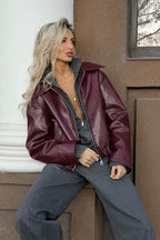 Retro Moto Burgundy Matte Leather Jacket