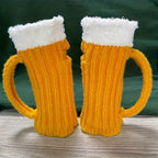 3D Beer Mug Shape Knitted Half Finger Gloves