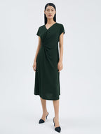 Cap Sleeve Center Back Seam Relaxed Fit Midi Dress