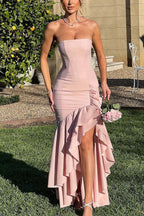 Lindsay Exclusive Off Shoulder Maxi Dress with a Slim Fit and Irregular Hem Elevated Occasion Wear