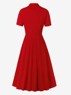 Vintage 1950s Swing Dress for Women - A Line Double Breasted Lapel Collar Rockabilly Midi Tea Dress - Summer Cocktail 2026