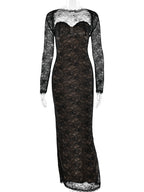 Elegant Black Floral Lace Shrug Maxi Dress Bodycon Evening Gown For Women 2026