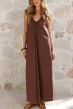 Solid Color Loose Sleeveless Casual Vacation Maxi Dress