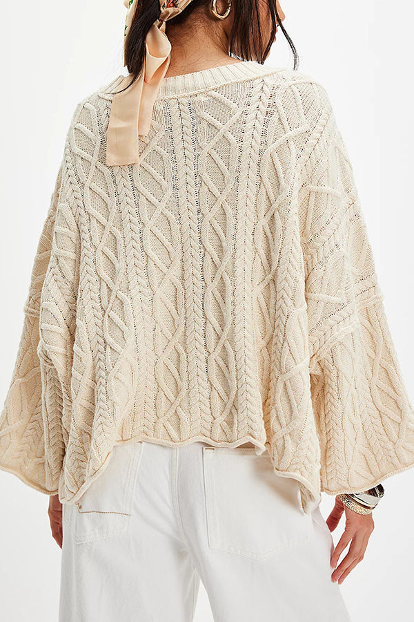 Solid Color Loose-fitting Crew Neck Short Knit Sweater