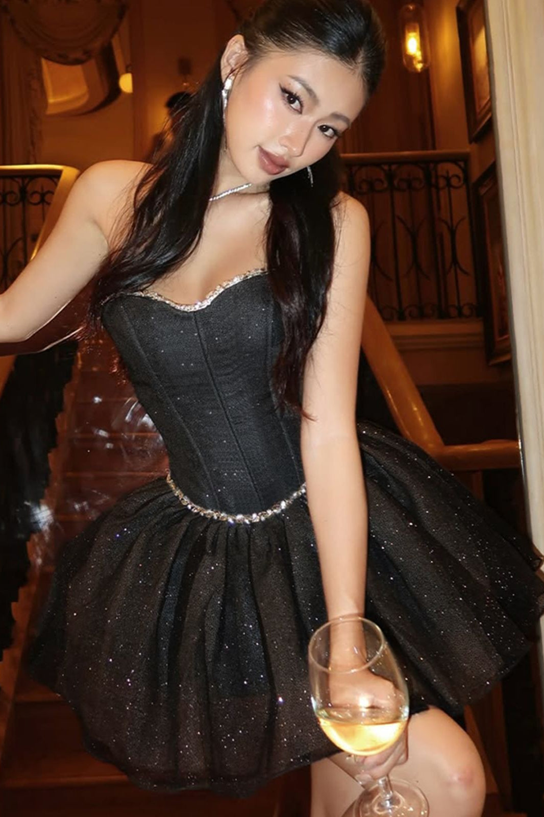 Strapless Corset Black Elegant Birthday Mini Dress