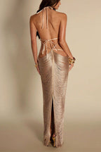 Aurelia  Metallic Fringe Maxi Dress