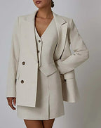 Apricot Long Sleeve Slim Mini Office Two Piece Set