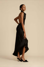 Satin Slit Backless Dress