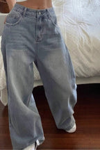 Washed Vintage Relaxed Wide Leg Jeans