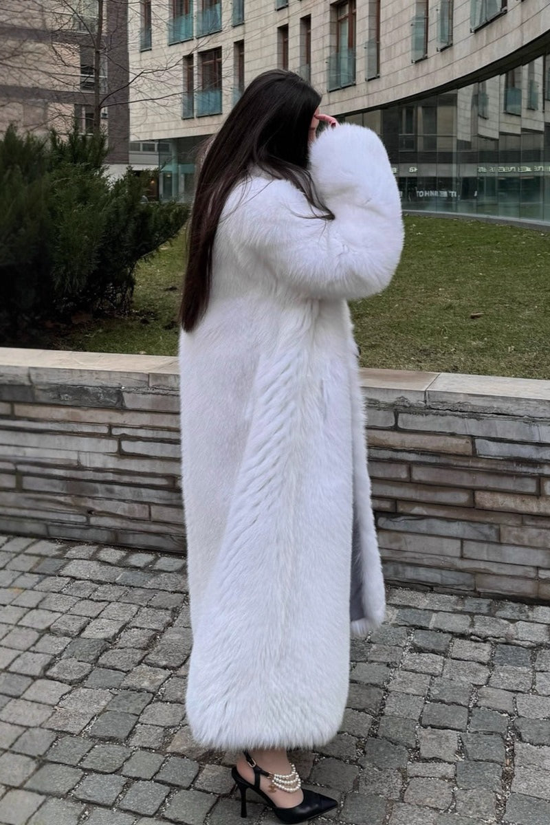Faux Fox Fur Long Eco Fur Overcoat