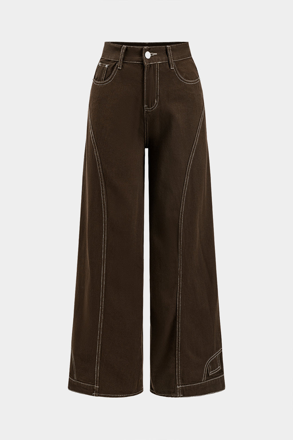 Denim Seamdetail High Waist Straight Leg Jeans