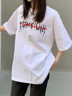 Street Distressed Graphic Print Oversized Short Sleeve Tee