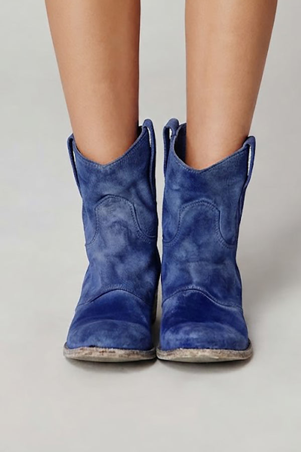Faux Suede Mid-calf Boots with Low Heels