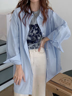 Solid Color Versatile Loose Long Sleeve Blouse