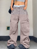 Retro Purple Big Pocket Cargo Jeans
