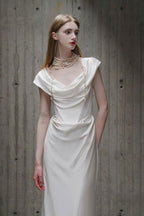 Elegant Off Shoulder Strap White Bridal Formal Dress