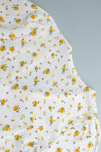 Cotton Printed V Neck Puff Sleeve Floral Dress