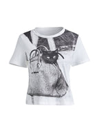 Cat Print Short Sleeve Tee
