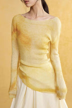 Soft Deconstructed Print Knit Top