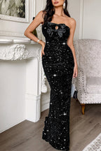 Strapless Bow Maxi Dress