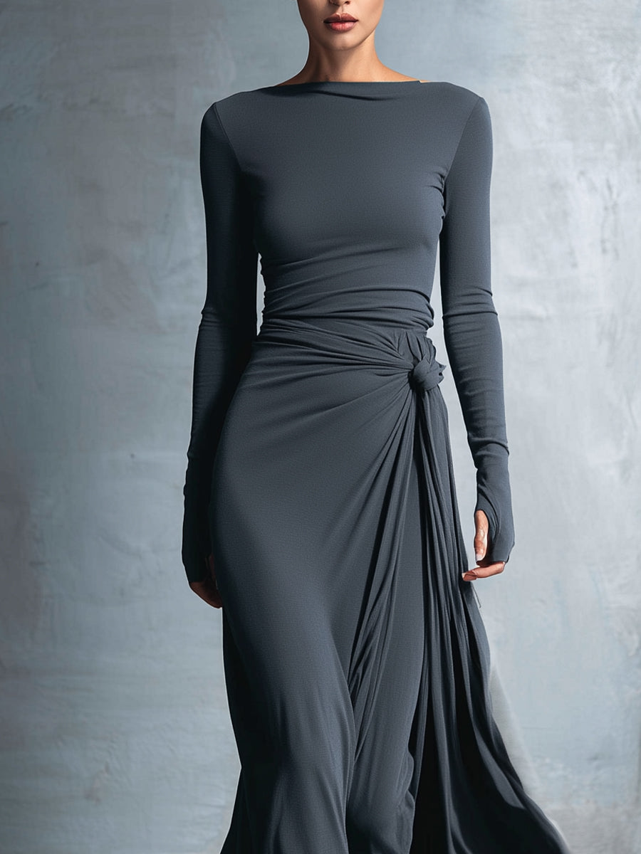 | Gray Stretch Wrap Dress
