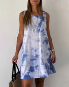 Tie-dye printed sleeveless loose dress