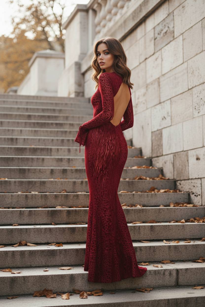 Mixed Animal Print Long Sleeve Tie Cuff Bodycon Maxi Dress