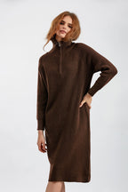 Zipper Pullover Sweater Dress