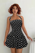 Polka Dot Halter Neck Bubble Hem Mini Dress