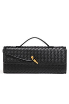 Woven Soft Leather Horizontal Square Accordion Bag