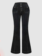 High Waist Jeans Buttons Flared Leg Charming Bottoms