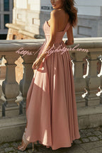 One Shoulder Ruched Pleated High Low Asymmetrical Gown