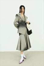 Irregular Collar Cotton Blazer